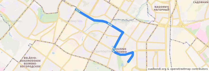 Mapa del recorrido Автобус №710: метро Новые Черёмушки - метро Каховская de la línea  en Юго-Западный административный округ.