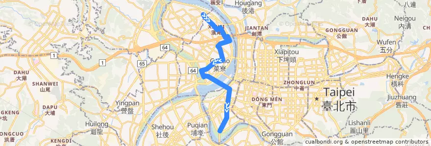 Mapa del recorrido 新北市 62 三重-東園 (往程) de la línea  en Nuova Taipei.