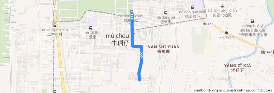 Mapa del recorrido 3路(延駛全福新城_往程) de la línea  en Rende District.