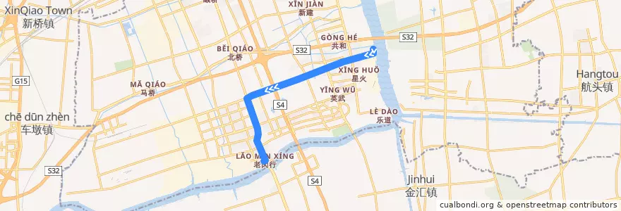 Mapa del recorrido 闵吴线 de la línea  en 闵行区.