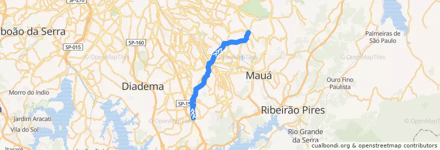 Mapa del recorrido Ferrazópolis - São Mateus de la línea  en Região Metropolitana de São Paulo.