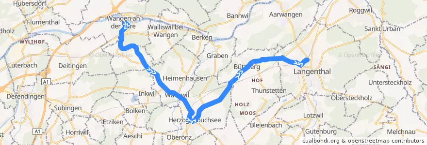 Mapa del recorrido Bus 51: Wangen an der Aare => Langenthal de la línea  en Verwaltungskreis Oberaargau.