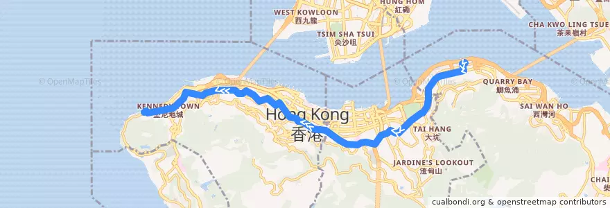 Mapa del recorrido Bus 10 (North Point Ferry Pier - Kennedy Town) de la línea  en Hong Kong.