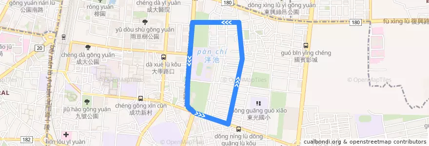 Mapa del recorrido 6路(繞駛後甲國中_往程) de la línea  en Eastern District.