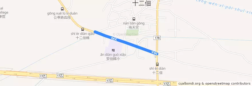 Mapa del recorrido 7路(不繞駛十二佃_往程) de la línea  en 安南區.