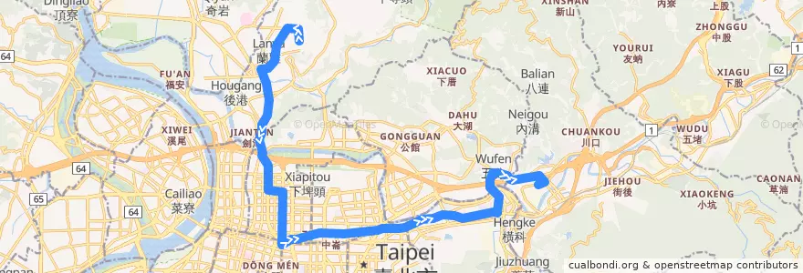 Mapa del recorrido 臺北市 203 汐止社后-天母 (返程) de la línea  en Taipei.