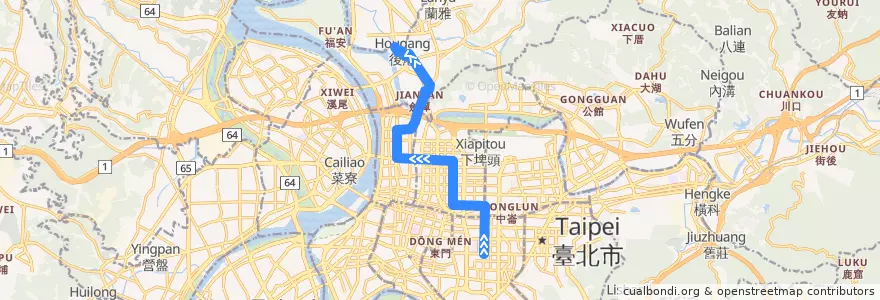 Mapa del recorrido 臺北市 41 兒童新樂園-捷運大安站 (返程) de la línea  en Taipei.
