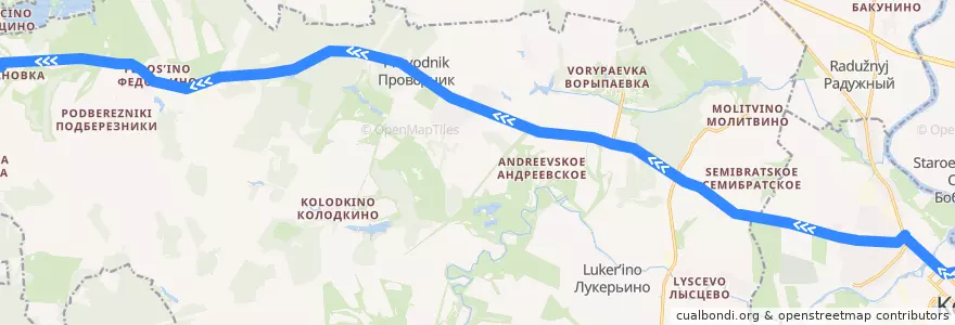 Mapa del recorrido Автобус: № 24 «Коломна (Старая Коломна) – Богдановка» de la línea  en Коломенский городской округ.