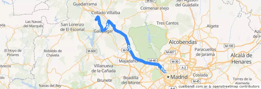 Mapa del recorrido Bus 632: Madrid (Moncloa) → La Navata → Galapagar → El Guijo → Colonia España de la línea  en Comunidad de Madrid.