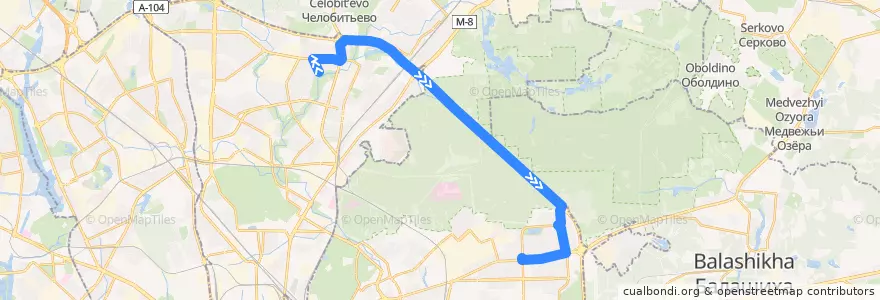 Mapa del recorrido Автобус 735: Заревый проезд => Метро «Щёлковская» de la línea  en Москва.
