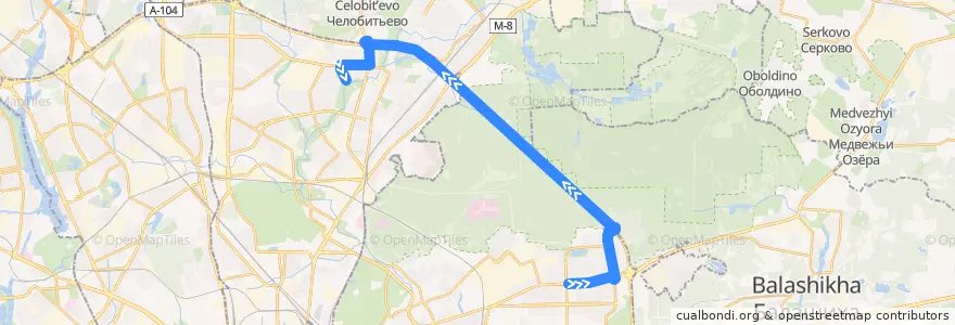 Mapa del recorrido Автобус 735: Метро «Щёлковская» => Заревый проезд de la línea  en Москва.