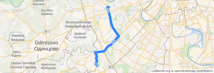 Mapa del recorrido Автобус 865: 5-й микрорайон Солнцева - Метро "Кунцевская" de la línea  en Западный административный округ.