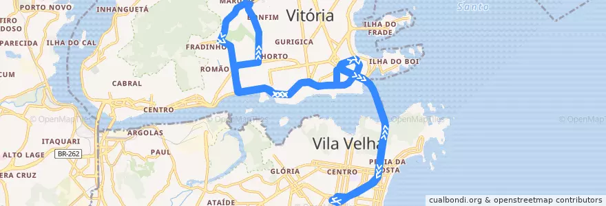 Mapa del recorrido 532 Terminal Vila Velha/Praça Eucalipto de la línea  en Microrregião Vitória.