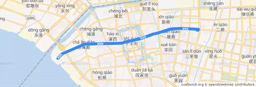 Mapa del recorrido 4路: 南通港 => 校西公交停车场 de la línea  en 崇川区.