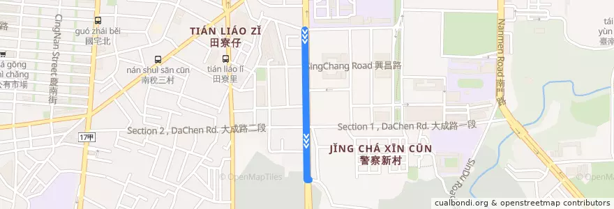 Mapa del recorrido 15路(延駛大成路口_往程) de la línea  en 南区.