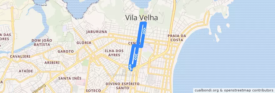 Mapa del recorrido 635 Terminal Vila Velha / Prainha de la línea  en 빌라벨랴.