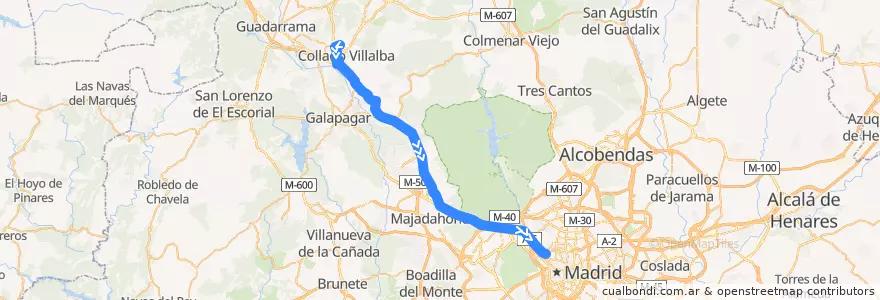 Mapa del recorrido Bus 673: Collado Villalba (Hospital) → Madrid de la línea  en Comunidad de Madrid.