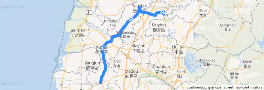 Mapa del recorrido 棕幹線(往佳里_往程) de la línea  en 臺南市.