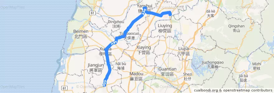 Mapa del recorrido 棕幹線(往新營_返程) de la línea  en Tainan.