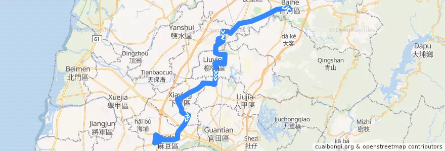 Mapa del recorrido 黃幹線(往麻豆_往程) de la línea  en Tainan.