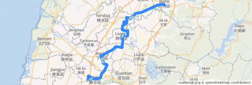 Mapa del recorrido 黃幹線(往白河_返程) de la línea  en Tainan.