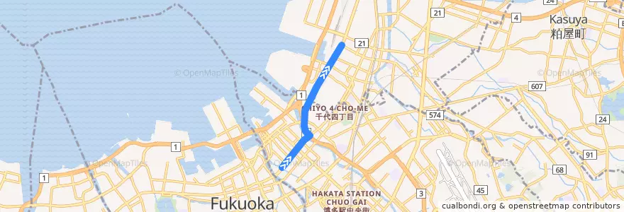 Mapa del recorrido 西鉄バス26番系統 de la línea  en 福岡市.