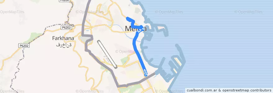 Mapa del recorrido Línea 2 (Vuelta) de la línea  en Melilla.