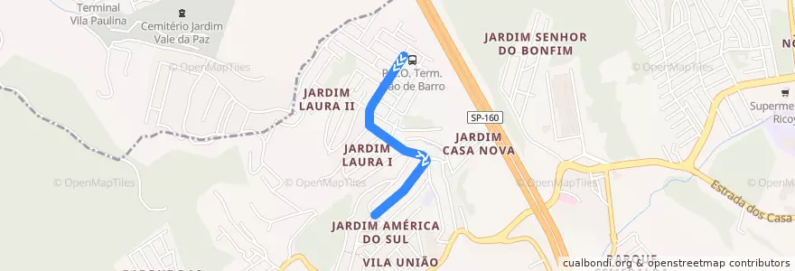 Mapa del recorrido 05: Jd. Laura => Paço de la línea  en São Bernardo do Campo.