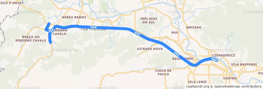 Mapa del recorrido Nereu Ramos - Lot. Gadotti (1) de la línea  en Jaraguá do Sul.