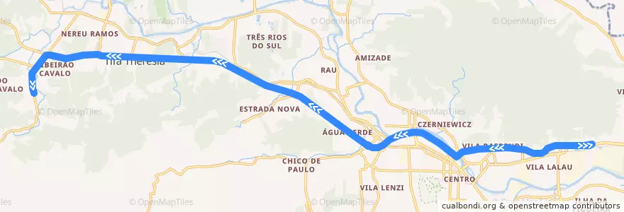 Mapa del recorrido Nereu Ramos - Lot. Gadotti (2) de la línea  en Jaraguá do Sul.