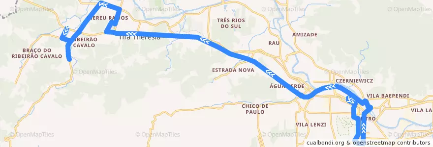 Mapa del recorrido Nereu Ramos - Lot. Gadotti (3) de la línea  en Jaraguá do Sul.