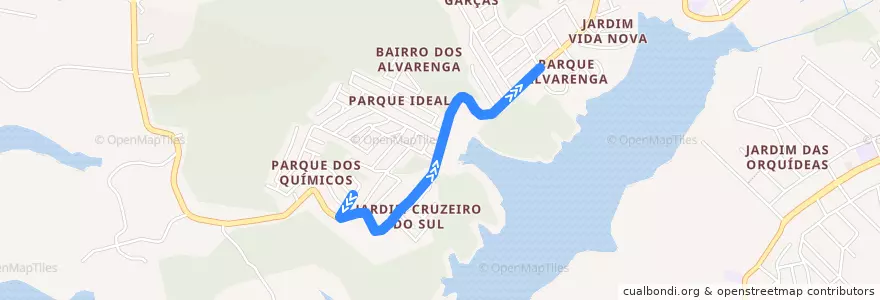 Mapa del recorrido 05B: Pq. dos Químicos => Paço de la línea  en São Bernardo do Campo.