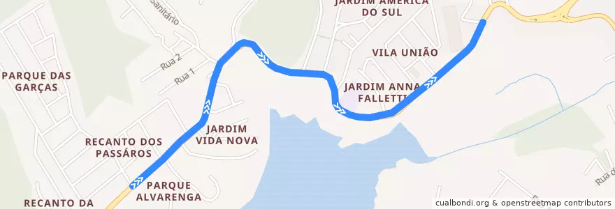 Mapa del recorrido 05B: Pq. dos Químicos - Paço de la línea  en São Bernardo do Campo.