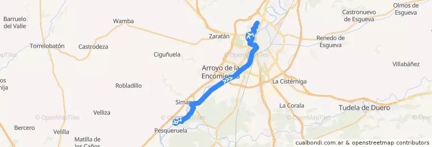 Mapa del recorrido Bus 5: La Victoria => Entrepinos de la línea  en Valladolid.
