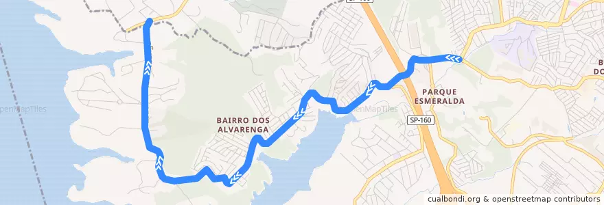 Mapa del recorrido 05A: Eldorado => Alvarenga de la línea  en São Bernardo do Campo.