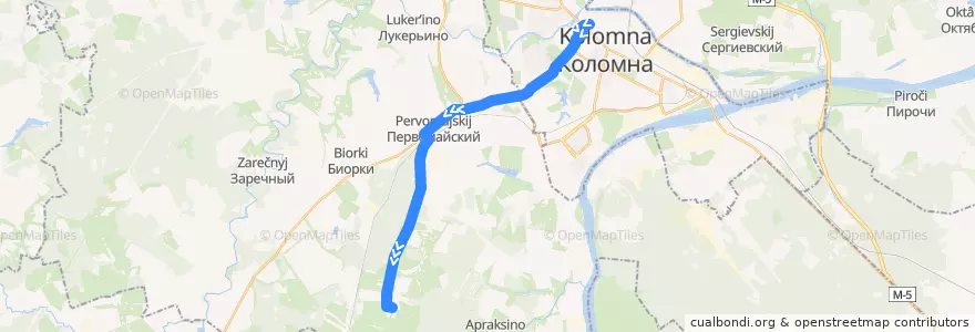 Mapa del recorrido Автобус: № 23 «Коломна (Старая Коломна) – Большое Карасёво» de la línea  en Коломенский городской округ.