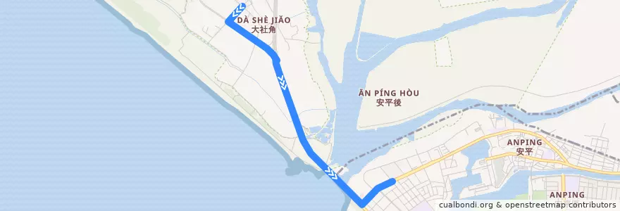 Mapa del recorrido 2路(延駛四草_返程) de la línea  en Tainan.