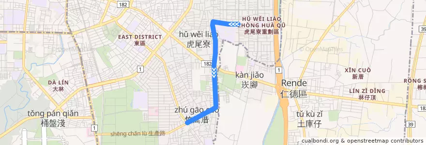 Mapa del recorrido 3路(繞駛復興國中_返程) de la línea  en 東區.