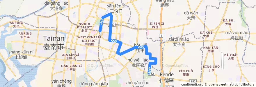 Mapa del recorrido 6路(往仁德轉運站_返程) de la línea  en Tainan.