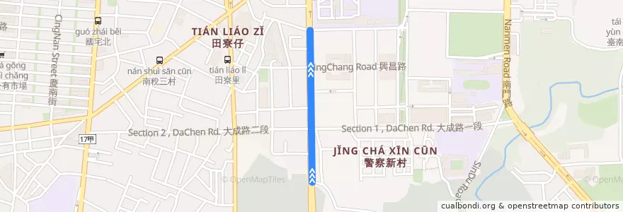 Mapa del recorrido 15路(延駛大成路口_返程) de la línea  en 南區.