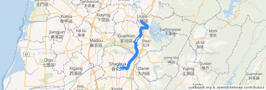 Mapa del recorrido 橘5(往程) de la línea  en Tainan.