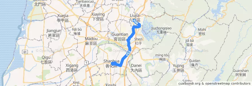 Mapa del recorrido 橘5(返程) de la línea  en 臺南市.