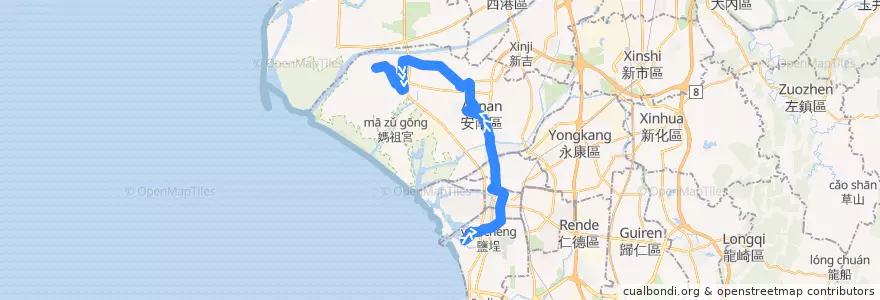 Mapa del recorrido 藍24(往程) de la línea  en Tainan.