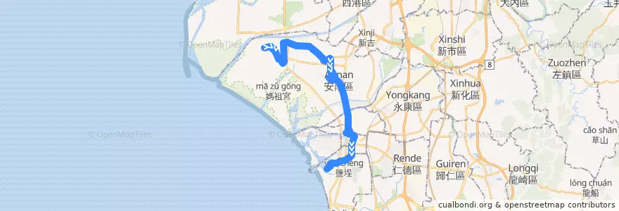 Mapa del recorrido 藍24(返程) de la línea  en Tainan.