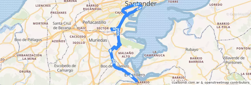 Mapa del recorrido S3B: Santander - El Astillero de la línea  en Santander.