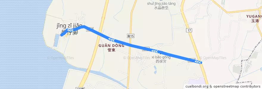 Mapa del recorrido 藍2(繞駛井仔腳_返程) de la línea  en 北門區.