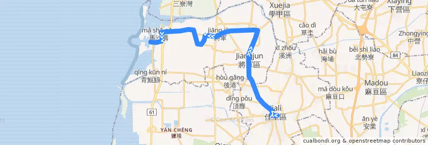 Mapa del recorrido 藍10(正線_往程) de la línea  en تاينان.
