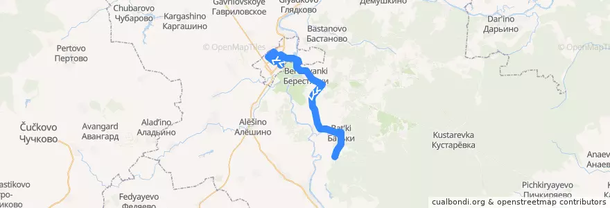Mapa del recorrido 111 Сасово — Арга de la línea  en Сасовский район.