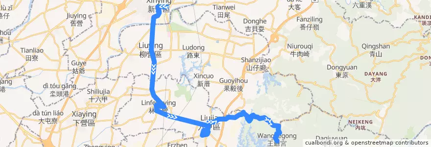Mapa del recorrido 黃2(正線_往程) de la línea  en Тайнань.