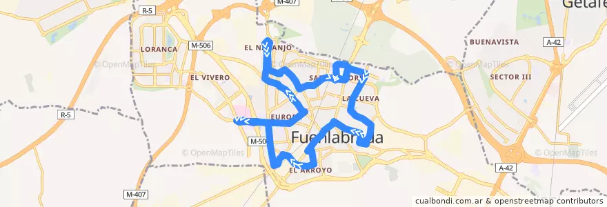 Mapa del recorrido Línea 3 de la línea  en Fuenlabrada.